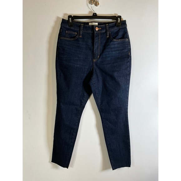 Universal Thread Denim - Universal Thread High Rise Skinny Jeans Dark Wash Raw Hem 8S Indigo Stretch